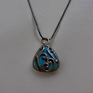 Turquoise 925 pendant silver snake chain